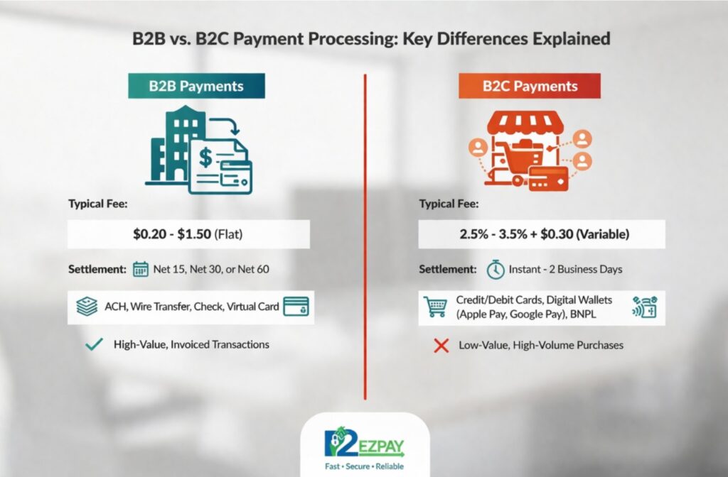 B2C vs B2B Payment Processing